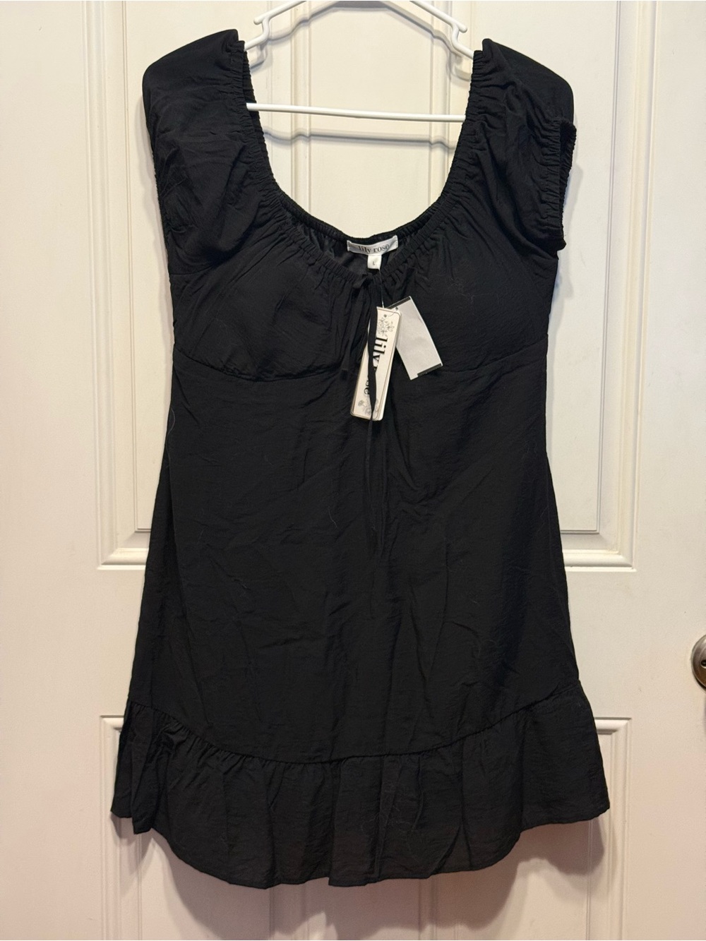 Lily Rose Black Scoop-Neck Peasant Tunic Dress size L NWT